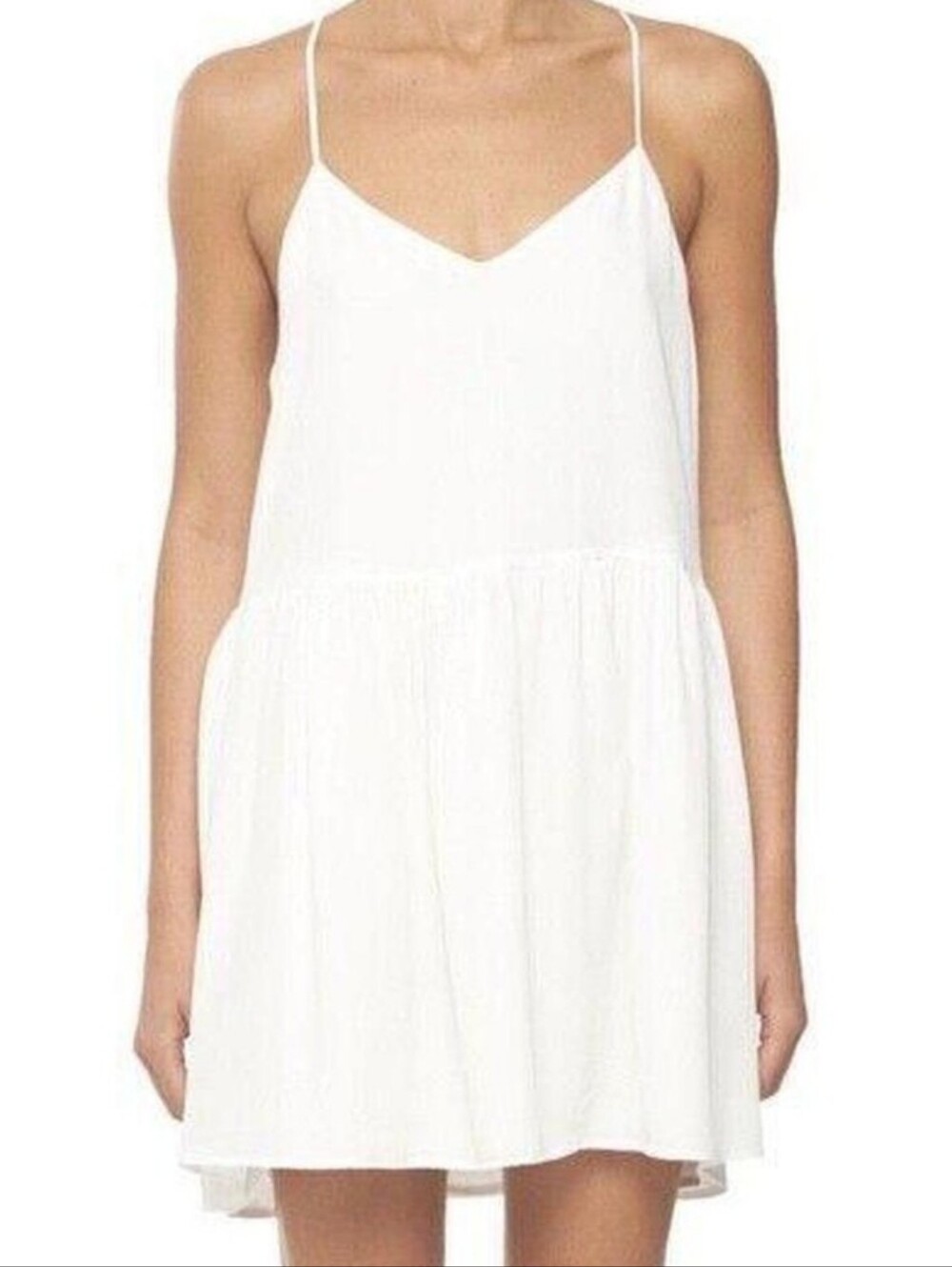Anine Bing Ivory Silk Halter Mini Dress Minimalist Slip Dress Straps XS EUC